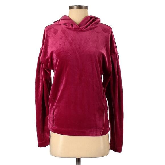 Blank NYC Pink Velour Puff Sleeve Hoodie Sweatshirt Womens XS Y2K Pullover - Picture 1 of 7